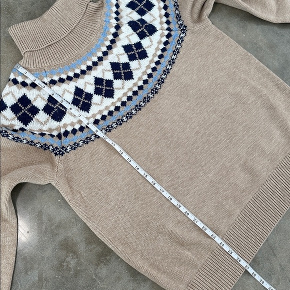 Tommy Hilfiger Fairisle Nordic Turtleneck Tan Sweater - Picture 5 of 8